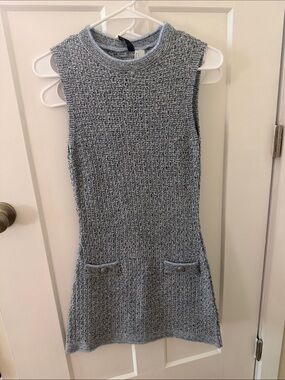 H&M Sleeveless Knit Mini Dress in Heather Blue